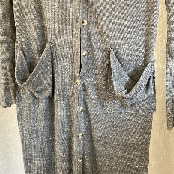 FREE PEOPLE heather grey button down rib sweater - Picture 4 of 6